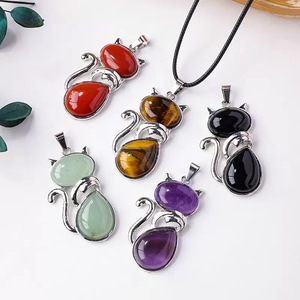 מגבישי קוורץ טבעי קריסטלים חתול תליוני תכשיטי אופנה להפוך לאבזרים שרשרת עיצוב הבית מתנה - Product Image 6