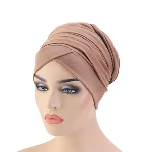 穆斯林女士帽透气柔软长拉伸阿拉伯女孩穆斯林内衣帽子女性实心头巾