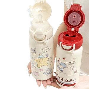 Gourde isotherme moderne grande capacité en acier inoxydable 304 avec paille anti-chute double usage pour enfants – Idéale pour la rentrée scolaire - Product Image 1