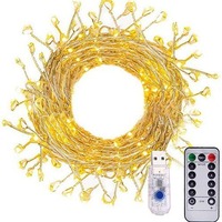 Guirlandes lumineuses LED étanches IP65 en forme de pétard, alimentées par USB, batterie ou énergie solaire, avec télécommande, pour la décoration de Noël (vente en gros)