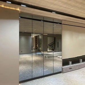 Cửa trượt xây dựng trong tủ quần áo phòng ngủ thiết lập đi bộ trong tủ quần áo ẩn cửa với hun khói kính tủ quần áo hiện đại tường almirah thiết kế - Product Image 3