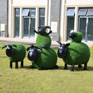 Custom fiberglass lamb animal sculpture for garden kindergarten outdoor art decorations