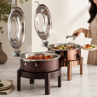 LIYUNDA – Ensemble de chauffe-plats de buffet en acier inoxydable 4L pour hôtels et restaurants, ustensiles de cuisine et de traiteur