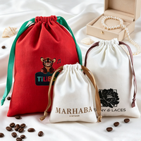 Kantong Serut Kanvas Katun Ramah Lingkungan dengan Logo Kustom Grosir, Tas Penyimpanan Perhiasan untuk Kemasan Anting, Kalung, dan Cincin
