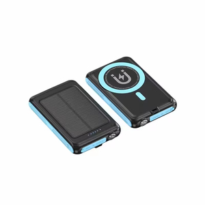 Batería Externa Solar Magnética Mini de 5000mAh, 10W, Carga Rápida Inalámbrica, Doble USB, Micro USB, Resistente al Agua - Product Image 1