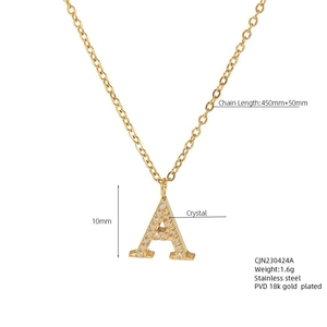 Collana di Lusso con 26 Lettere dell'Alfabeto Inglese, Ciondolo con Diamanti, Catena in Acciaio Inox Placcato <span class=keywords><strong>Oro</strong></span> 18k per Donna - Product Image 6