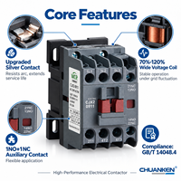 Contacteur CA triphasé WCE CJX2 9 à 95A 50/60Hz autoportant pour pompe, ventilateur, compresseur, armoire industrielle