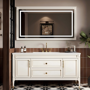<span class=keywords><strong>Meuble</strong></span>-lavabo <span class=keywords><strong>de</strong></span> <span class=keywords><strong>salle</strong></span> <span class=keywords><strong>de</strong></span> <span class=keywords><strong>bain</strong></span> moderne <span class=keywords><strong>haut</strong></span> <span class=keywords><strong>de</strong></span> <span class=keywords><strong>gamme</strong></span> en chêne avec miroir intelligent à éclairage LED tactile, construction en bois massif et contreplaqué - Product Image 1