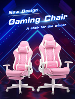 Chaise de Jeu Gaming Rose Ergonomique en Cuir PU Moderne pour Ordinateur de Course avec Repose-Pieds