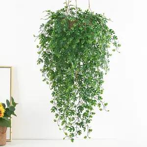 Plantas ornamentais de interior suspensas de parede, folhas de Monstera de plástico artificial