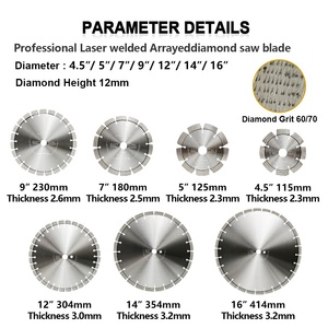 Lame de scie diamantée professionnelle à segments soudés au laser de 4,5/5/7/9 pouces, <span class=keywords><strong>disque</strong></span> de coupe diamanté pour marbre, granit, carrelage en porcelaine - Product Image 3