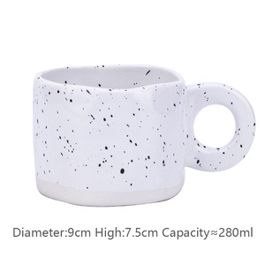 Künstlerische einzigartige Keramik ungleich mäßig gesprenkelte Tasse Hand bemalte Kaffeetasse mit Flecken Nordic Style Kaffeetasse Milch becher - Product Image 5