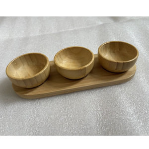 <b>Bamboo</b> Bowls Set With Tray For Babies And Kids Natural Wood Fruit Snack Serving Dish 3 Piece Set Safe Eco Friendly Home Use - Product Image 3