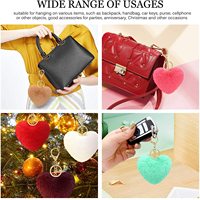 Porte-clés avec pompon en forme de cœur, peluche douce, pompon coloré en fausse fourrure, boule en peluche pour femmes et filles