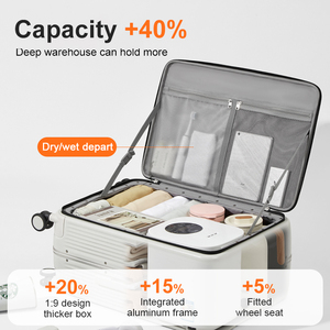 Set Koper Kabin Hardshell Mixi Cup Holder <span class=keywords><strong>Carry</strong></span> on Luggage Maletas De Viaje dengan Port Pengisian Daya USB dan Pengait Troli - Product Image 5