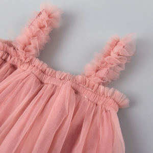 Robes pour bébé fille de couleur unie, robes sans manches superposées pour enfants, robe de fête décontractée d'été en tulle pour fille - Product Image 5