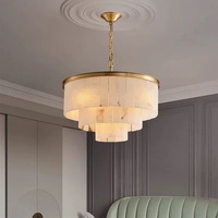 Lustre LED de surface en marbre, style postmoderne français, luxe léger, pour hôtel, salon, salle à manger et chambre, design vintage américain