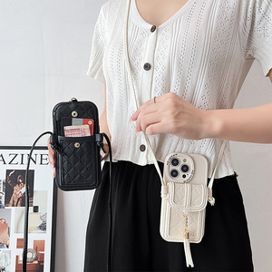 Wholesale Hot <b>Light</b> Luxury Leather Crossbody <b>Rope</b> Chain Buckle Wallet Card Bag Lanyard Wallet Strap Cover Purse with Chain - Product Image 1