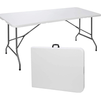 Table rectangulaire blanche en plastique pliable pour mariage, banquet, événements, camping en plein air, dîner, vente chaude, ensemble table et chaises