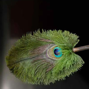 DS4901 Pinceau à plumes manche en bambou Rétro antistatique <span class=keywords><strong>Plumeau</strong></span> domestique Autruche Paon <span class=keywords><strong>Plumeau</strong></span> à poussière - Product Image 2