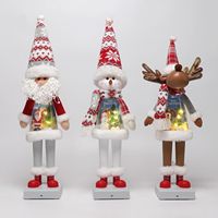 Poupées de Noël musicales debout festives, 3 pièces, ensemble de salutations lumineuses, Père Noël, bonhomme de neige, renne