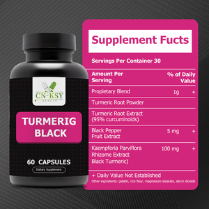 Complément alimentaire de curcuma noir de haute qualité, mélange exclusif, soutient la santé des articulations et stimule le métabolisme, capsules - Product Image 2