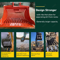 RSBM Skeleton Riddle Bucket untuk Excavator 22 Ton, Grid Sieve Bucket, Attachment Pemisah Batu