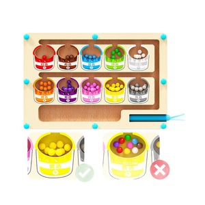 Juguetes Educativos de Madera de Alta Calidad para Niños: Cubo de Pintura con Números, Lápiz de Clasificación de Colores, Cuentas Móviles y Helado de Colores Cambiantes - Product Image 6