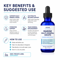 Gouttes d'électrolytes minéraux marins avec oligo-éléments ioniques (Magnésium, Potassium, Sodium) pour les packs et programmes de bien-être