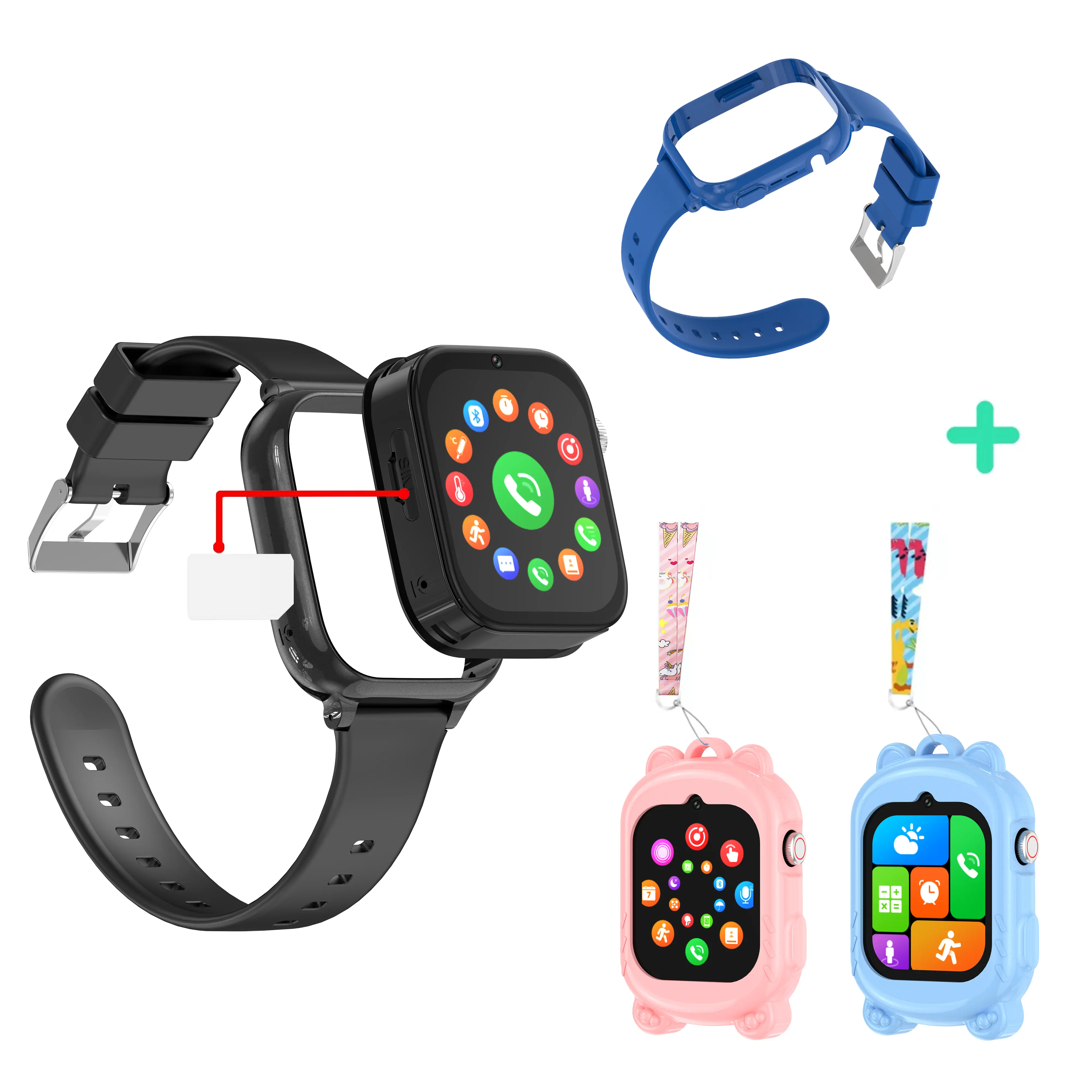 2024 niños 4G reloj inteligente T53 1,83 "conexión WIFI Sos llamada GPS LBS 700MAH videollamada niños Smartwatch VS K26