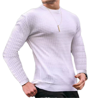 Pull-over décontracté pour homme, style coréen, couleur unie, tricoté, anti-plis, grande taille, avec fermeture éclair, 100 % polyester