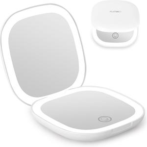 Miroir de maquillage compact portable à double face rechargeable avec éclairage LED, miroir cosmétique lumineux à main pour les voyages - Product Image 6