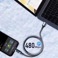 Cable DE DATOS USB C dual 120W 6A carga rápida 5Gbps Cable de nailon de sincronización con medidor de potencia Digital para accesorios de teléfono tableta PC