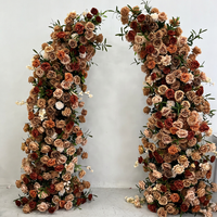Décoration de mariage : Arche florale artificielle de roses rouges, arrangement de fleurs en forme de corne pour toile de fond de mariage, support floral