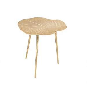Mesa de Centro Plegable Moderna con Diseño de Hojas de Aluminio Dorado, Muebles Decorativos Z M Creations, Garantía Personalizada - Product Image 1