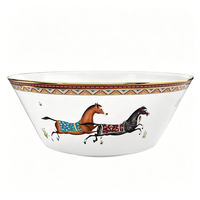 Service de Table Exquis en Porcelaine Fine Motif Cheval – Assiettes Colorées, Bols, Tasses et Présentoir Étagé 6.5-12 pouces – Idéal Hôtels et Restaurants
