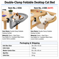 USMILEPET Lit pour chat pour bureau, hamac pliable à double fixation par pince C, gain de place, structure en tube d'acier robuste, nid douillet en fausse fourrure pour chat