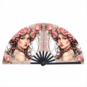 Éventail pliant en bambou de 33 cm, imprimé sur mesure, style art populaire et musique, portable, pour accessoires de festivals et raves - Product Image 6