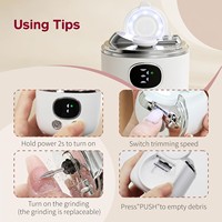 Coupe-ongles électrique 3 en 1, 2 vitesses, coupe-ongles automatique pour doigts et orteils avec lumière LED, rangement des coupe-ongles, électrique