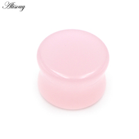 Alisouy Lot de 2 plugs d'oreille ronds roses en verre massif évasé de 8mm-25mm, dilatateurs, écarteurs, boucles d'oreilles, bijoux de piercing corporel