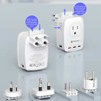 Adaptador de Viaje Universal Wontravel Portátil Tipo B C E F G I Intercambiable 45W PD para Laptop, Cámara, Auriculares, 7 en 1