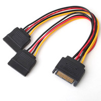 Cable de alimentación SATA doble 15P a 15P con blindaje de cobre y PVC para disco duro y unidad óptica, accesorios de puerto serie para computadora