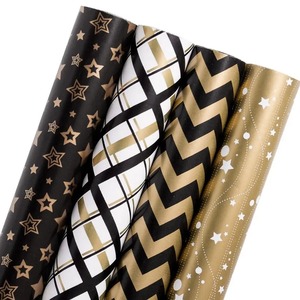 Rollo de Papel de Regalo de Doble Cara Reciclable con Patrón de Cuadrícula de Estrellas Personalizado, 120GSM, Ecológico, Compatible con Impresión Digital - Product Image 2