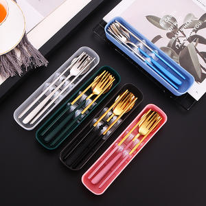 Ensemble de couverts portables en acier inoxydable 304 de style coréen, cuillère, fourchette, baguettes pour le camping, les étudiants, l'utilisation en plein air - Product Image 3