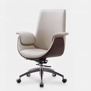 Beyaz deri yönetici sandalye klasik ergonomik ofis koltuğu tasarım tekerlekli sandalye
