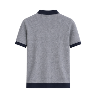 Chemise Homme en Coton Tricoté Uni à Manches Courtes, Texture Côtelée Premium, Coupe Slim, Formelle, Infroissable, Respirante pour l'Été - Product Image 1