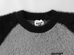 StreetLux personalizado Vintage tendencia Color contraste Mohair cuello redondo suéter hombres otoño suéter Suelto - Product Image 3