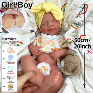 20 İnç Platin Silikon Yeniden Doğmuş Bebek Kız/Erkek Oyuncak Bebek, Detaylı Açık Ağızlı Damarlar, Kaygı Giderici Tek Noktadan Hizmet - Product Image 2