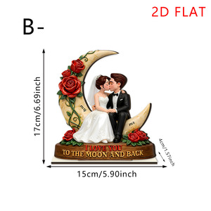 Decoración de boda de madera con diseño de corazón, rosa y luna, regalo de San Valentín, regalo de aniversario. - Product Image 6