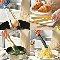 Pince de service alimentaire en silicone personnalisable avec logo, résistante à la chaleur, antidérapante, à poignée 3D, idéale pour la restauration